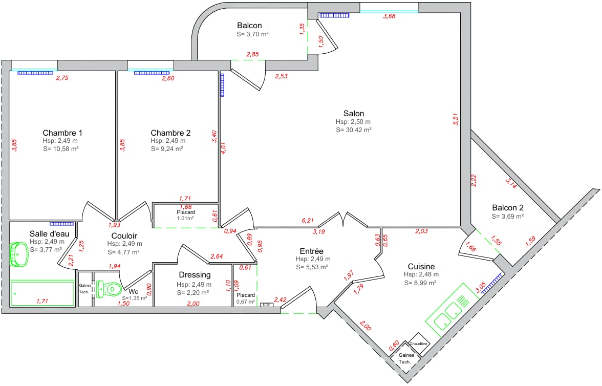 Plan de l'appartement